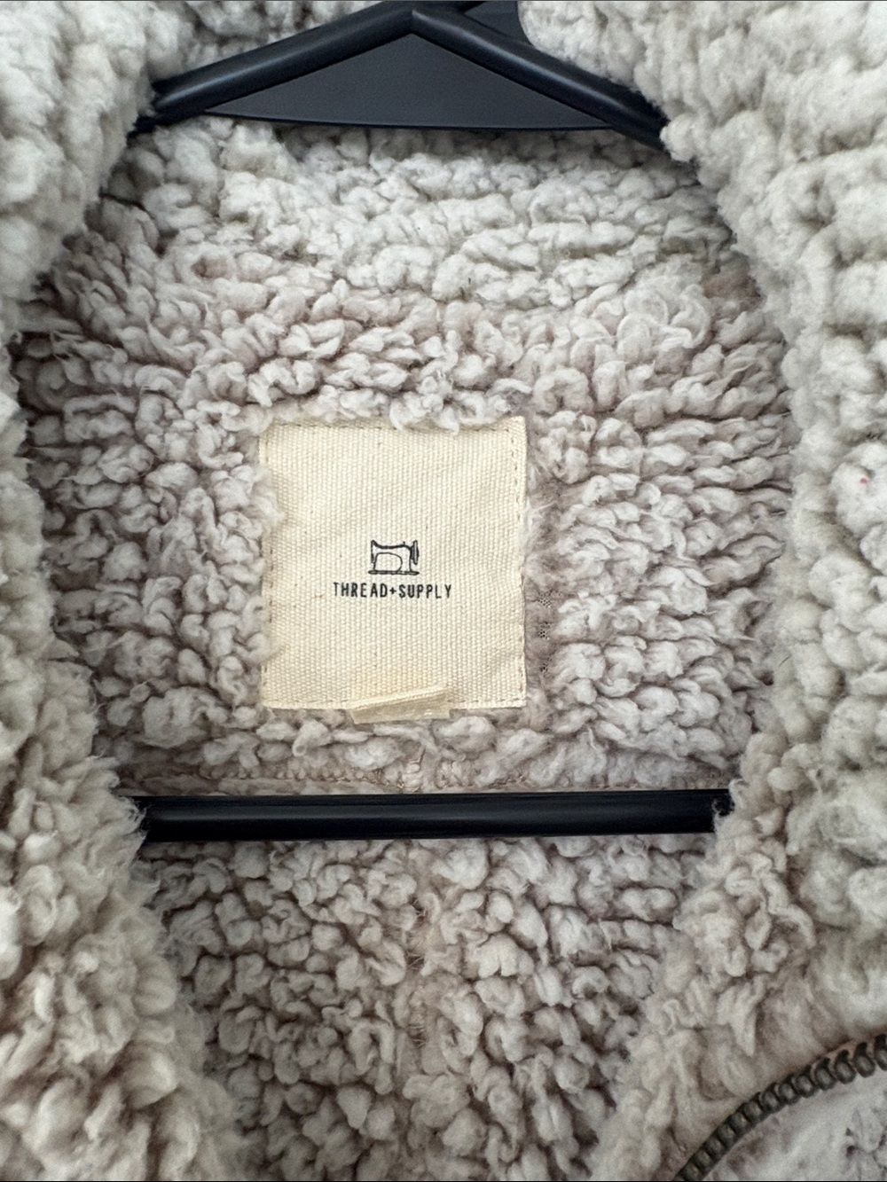 Thread & Supply Light Cream Sherpa Zip Jacket